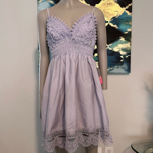 Lavender Lace Trim Dress - Picture 1 of 6